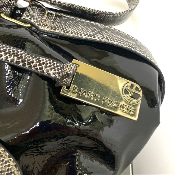 Marc Fisher handbag black patent leather with gold hardware New - Picture 4 of 5